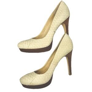 Calvin Klein Ivory Kendell Snakeskin Pumps Shoes High Heels Womens 10